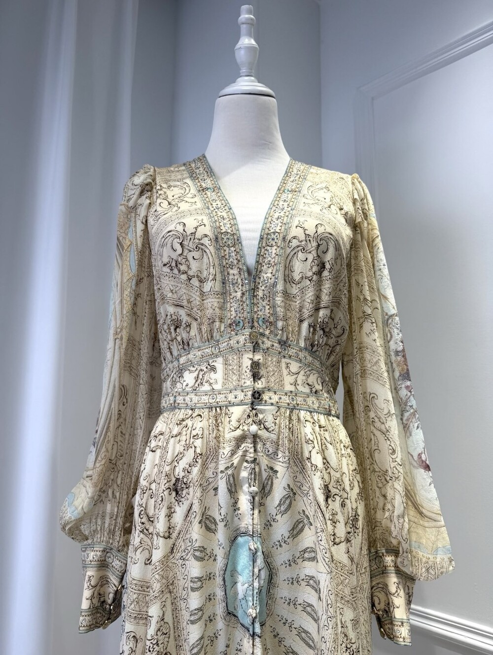 Camilla long button front dress In A beloved boudoir - Picture 7 of 13